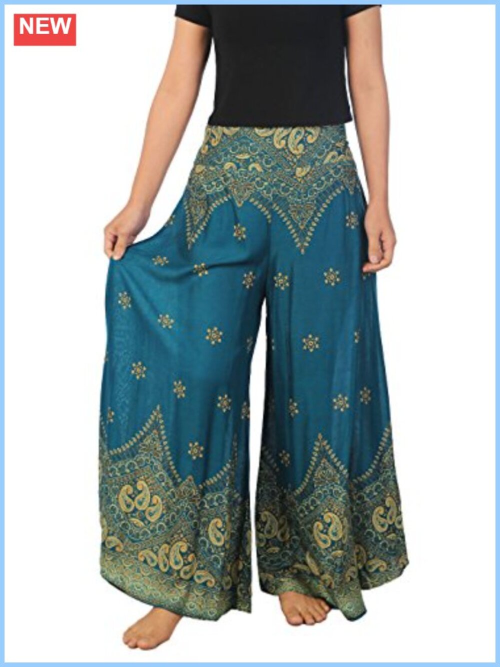 Boho Wide Leg Palazzo Pants for Women Rayon Floral Yoga Festival